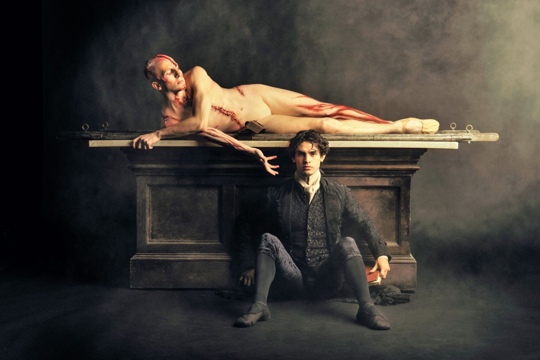 The Joffrey Ballet's Stefan Goncalvez and José Pablo Castro Cuevas in the Chicago premiere of "Frankenstein," coming to Lyric Opera House for 10 performances only beginning October 12. (Photo by Todd Rosenberg)